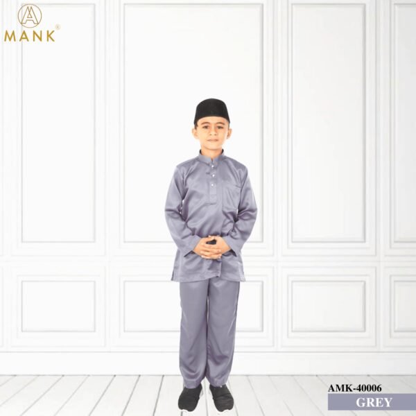 Baju Melayu Kids Traditional AMK-40006 (Grey)