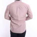 Men Casual Slim Long Sleeve Khaki Plain Shirt Slim-Fit Cutting AMK47