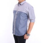 Men Casual Slim Long Sleeve Grey Fashion Shirt Slim-Fit Cutting AMK45