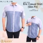 Men Casual Slim Long Sleeve Grey Fashion Shirt Slim-Fit Cutting AMK45
