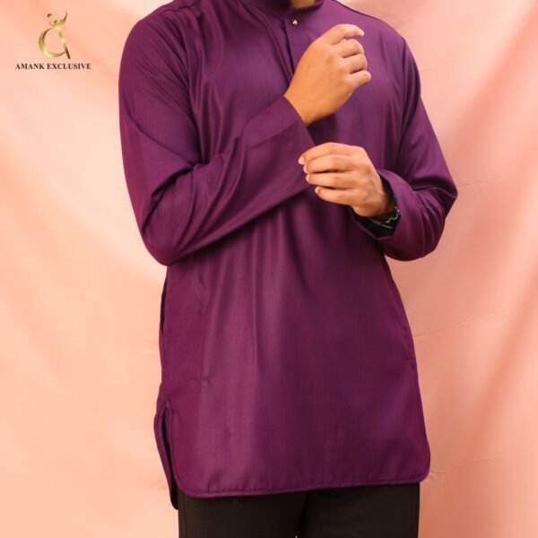 Kurta Lelaki Dark Purple Slim-Fit Sedondon - AMK-8130