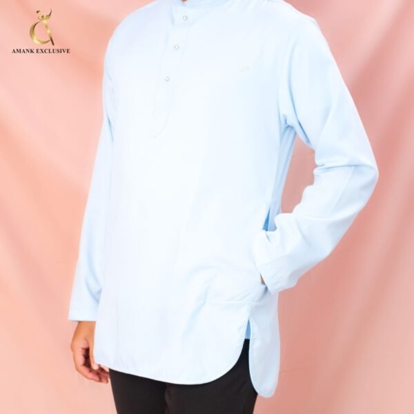 Kurta Lelaki Light Blye Slim-Fit Sedondon - AMK-8130