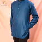 Kurta Lelaki Navy Blue Slim-Fit Sedondon - AMK-8130