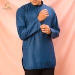 Kurta Lelaki Navy Blue Slim-Fit Sedondon - AMK-8130