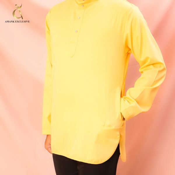 Kurta Lelaki Pale Yellow Slim-Fit Sedondon - AMK-8130